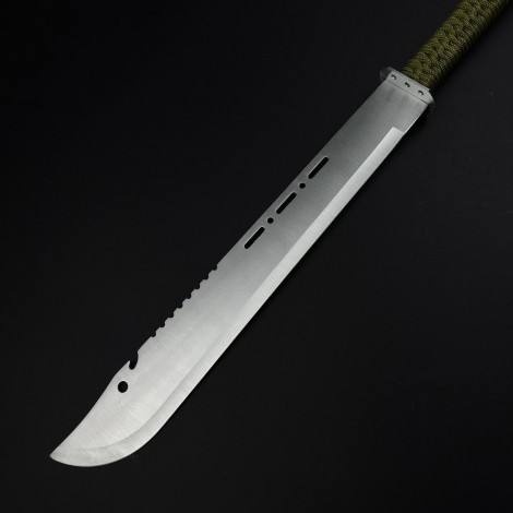 Cuțit camping tip maceta bowie 70cm, lamă oțel inoxidabil, muchie parțial zimțată, mâner paracord verde, cu husa FR18 sabie + Cadou kunai 22cm FRS10 Cuțit camping tip maceta bowie 70cm, lamă oțel inoxidabil, muchie parțial zimțată, mâner paracord verde, cu husa FR18 sabie + Cadou kunai 22cm FRS10