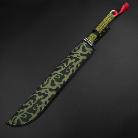 Cuțit camping tip maceta bowie 70cm, lamă oțel inoxidabil, muchie parțial zimțată, mâner paracord verde, cu husa FR18 sabie + Cadou kunai 22cm FRS10 Cuțit camping tip maceta bowie 70cm, lamă oțel inoxidabil, muchie parțial zimțată, mâner paracord verde, cu husa FR18 sabie + Cadou kunai 22cm FRS10