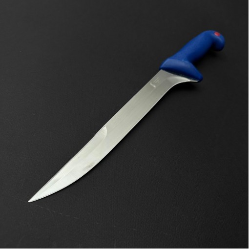 Cutit macelarie injunghiat 38cm, lama cu varf tais dublu otel inox 1/2Flex, albastru, CMI38AVDFX-OI