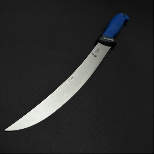 Cutit macelarie dezosat 38cm, lama otel inox 1/2FLEX, maner silicon albastru CMDS38A-OI