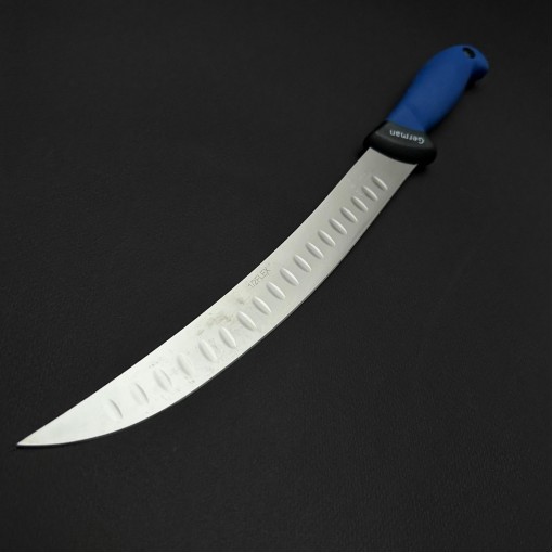 Cutit macelarie dezosat 38cm, lama cu caneluri otel inox 1/2FLEX, maner silicon albastru CMDS38AC-OI