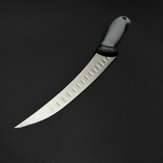 Cutit macelarie dezosat 32cm, lama cu caneluri otel inox 1/2FLEX, maner silicon gri CMDS32GC-OI