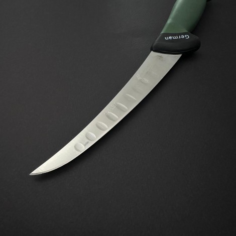 Cutit macelarie dezosat 30cm, lama cu caneluri otel inox 1/2FLEX, maner silicon verde CMDS30VC-OI