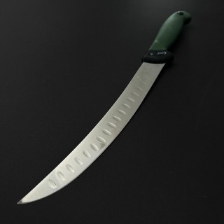 Cutit macelarie dezosat 38cm, lama cu caneluri otel inox 1/2FLEX, maner silicon verde CMDS38VC-OI