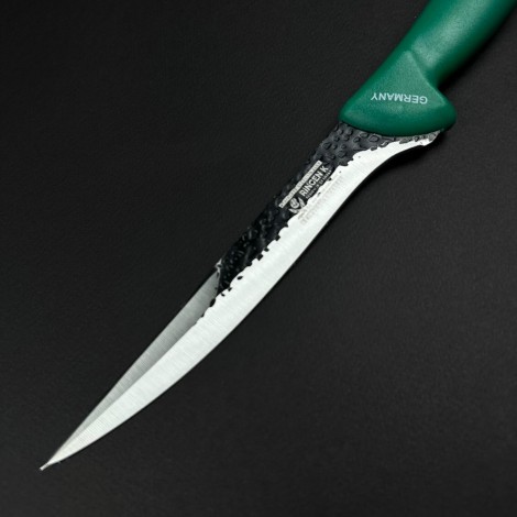 Cutit macelarie injunghiat 32cm, lama cu varf tais dublu fier forjat, verde CMI32VVD-FF