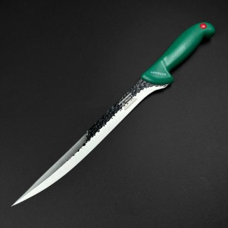 Cutit macelarie injunghiat 38cm, lama cu varf tais dublu fier forjat, verde CMI38VVD-FF