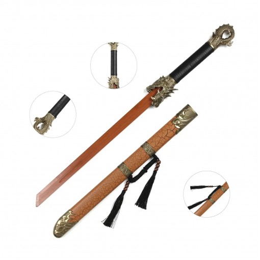 Sabie tradițională Han Tang cosplay / decorativă – replică realistă cu lamă lemn, 104 cm, SAB-HT104 FRS10
