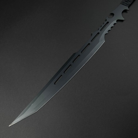 Sabie camping 70cm SB-C70P, lama otel inoxidabil, maner paracord, cu husa textila, black FR17 + Cadou kunai 22cm FRS10