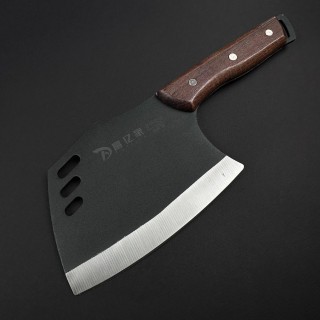 Cutit macelarie tip satar IZ 30cm, lama 17x11cm fier forjat, maner lemn maro