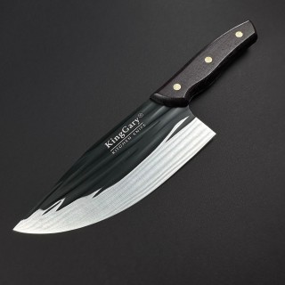 Cutit macelarie tip satar KingGary L602 30cm, lama 20x7cm fier forjat, maner lemn negru