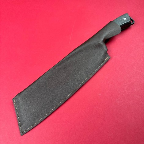 Cutit camping japonez tip maceta 35cm, lama fier forjat, maner lemn negru