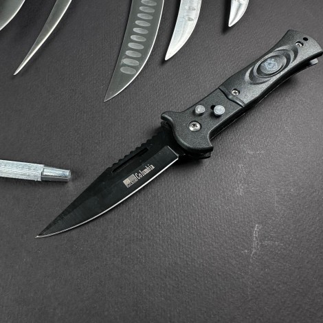 Set macelarie 13 piese, Toporisca 28cm si 3 cutite fier forjat, 8 cutite inox + pila ascutit, maner ABS albastru + CADOU Briceag MPAB