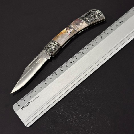 Cuțit briceag camping Anima Urs 19cm, lama otel inox, mâner imprimeu, ANIM-URS19BRW Cuțit briceag camping Anima Urs 19cm, lama otel inox, mâner imprimeu, ANIM-URS19BRW