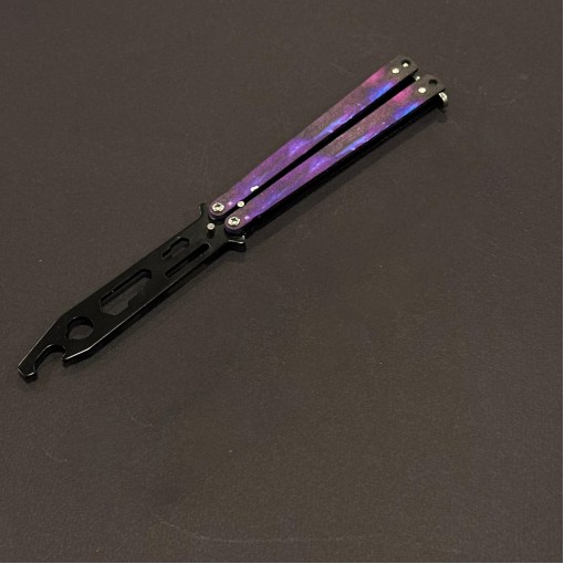 Briceag Balisong Purple 22cm, lama fara tais, maner stil fluture/butterfly, BAL-22FTPR