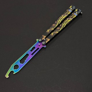 Briceag Balisong Skull 22cm, lama fara tais, maner stil fluture/butterfly, BAL-22FTSKL