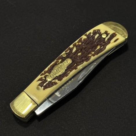 Cutit briceag camping și drumetie Grizzly 17cm, lama otel inox, maner corn cerb, BRC-GRZ17