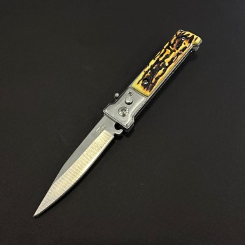 Cutit briceag camping și drumetie 17cm, lama otel inox, maner corn cerb, husa, BRCC-17D