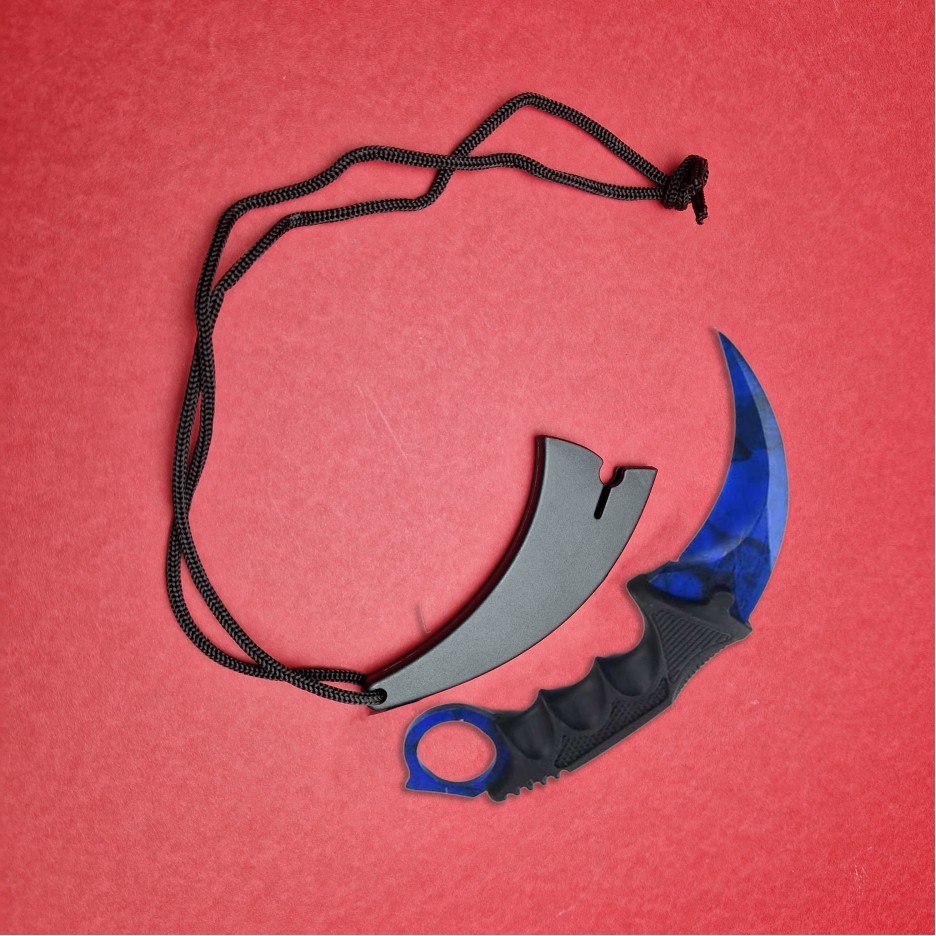 Briceag tip cutit Karambit 19cm, lama otel inox, cu teaca si snur, KAR-19TABS