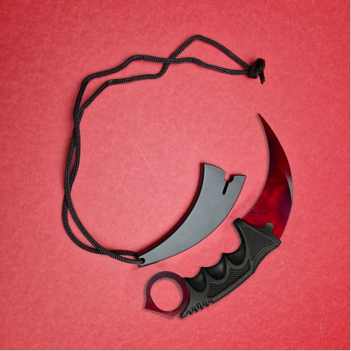 Briceag tip cutit Karambit 19cm, lama otel inox, cu teaca si snur, KAR-19TRSU