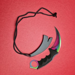 Briceag tip cutit Karambit 19cm, lama otel inox, cu teaca si snur, KAR-19TRSUV