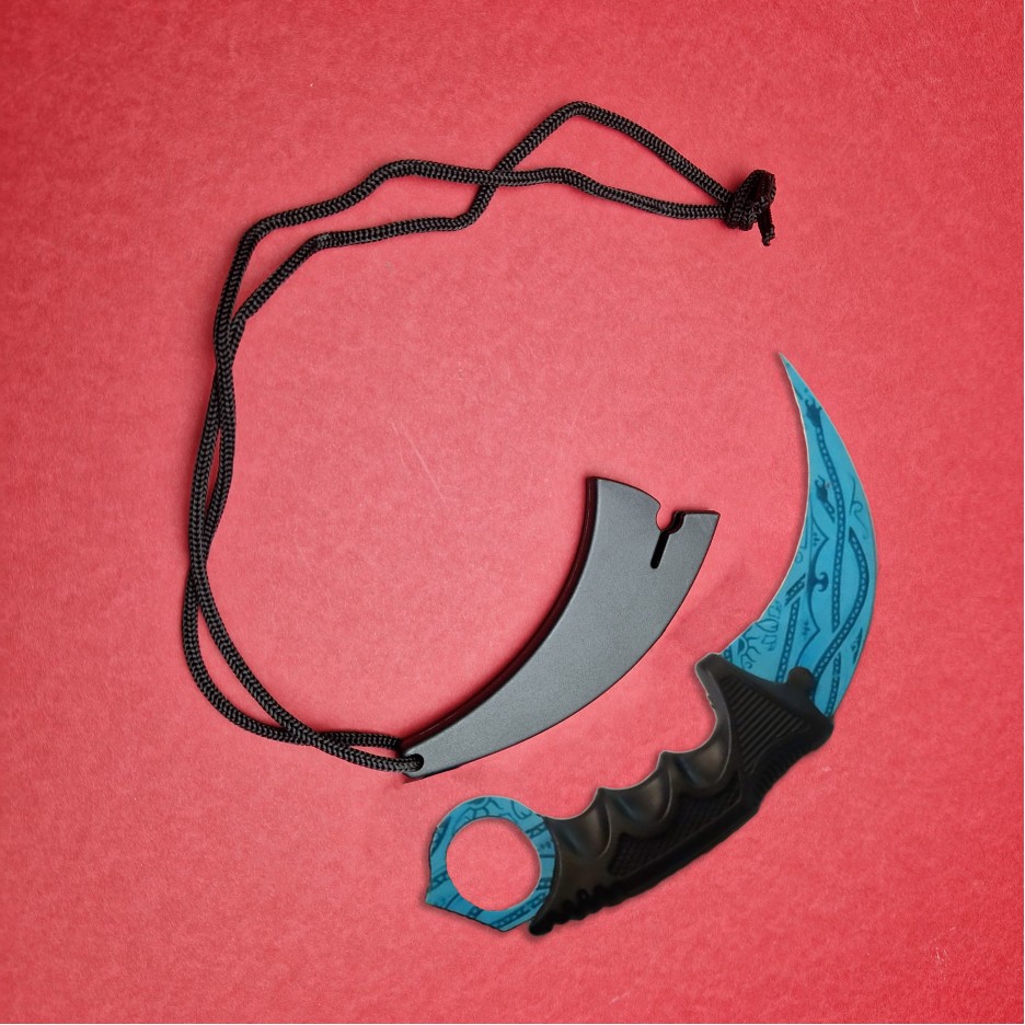 Briceag tip cutit Karambit 19cm, lama otel inox, cu teaca si snur, KAR-19TRCZ