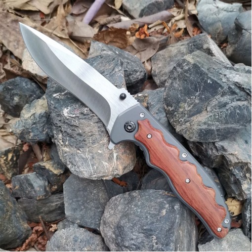 Cuțit camping briceag Gerber GER-BRC24F64 24cm, lama varf dublu otel inox, maner gri-maro