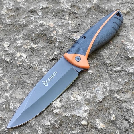 Cuțit camping Gerber GER-FIX25B 25cm, lama otel inox, maner portocaliu texturat, teacă inclusa