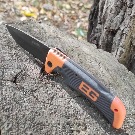 Cuțit camping Gerber GER-FIX25C 25cm, lama dreapta otel inox, maner portocaliu texturat, teacă inclusa