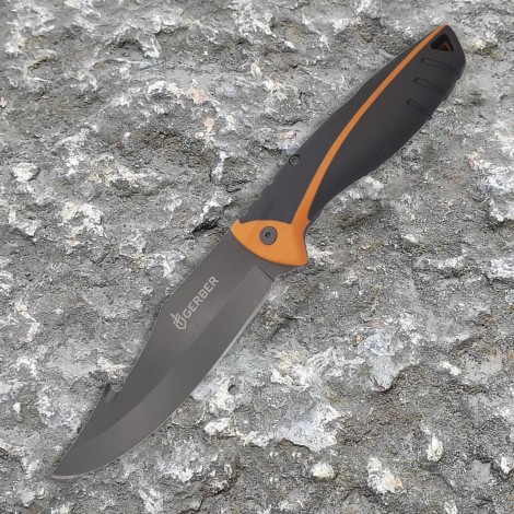 Cuțit camping Gerber hook GER-FIX26H 26cm, lama otel inox, maner portocaliu texturat, teacă inclusa