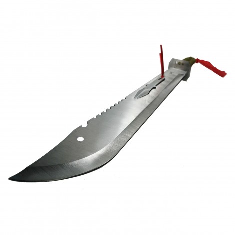 Cuțit camping tip maceta sabie 70cm, lamă oțel, muchie parțial zimțată, mâner paracord verde, cu husa si cutit de aruncat inclus + Cadou kunai 22cm FRS10