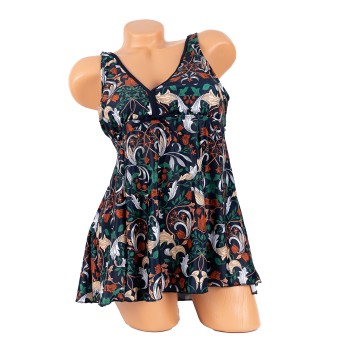 Costum de baie Aniko, green, 2 piese, rochita cu slip