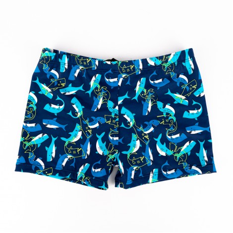 Costum de baie tip Boxeri Rechin, albastru