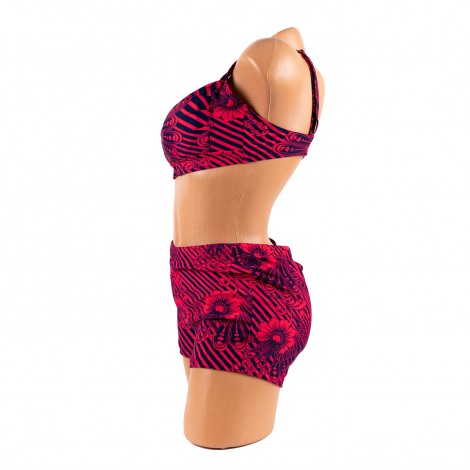 Costum de baie Cecelia red, 2 piese, boxeri