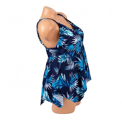 Costum de baie Elise, albastru, 2 piese, rochita cu slip