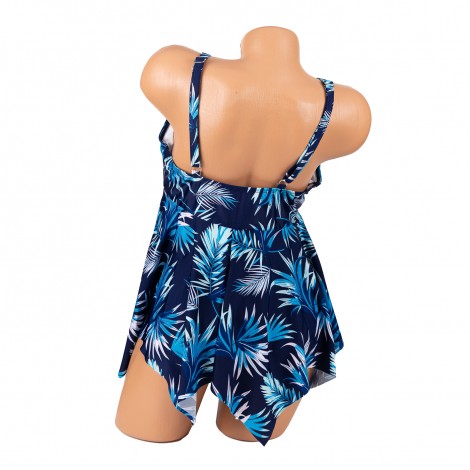 Costum de baie Elise, albastru, 2 piese, rochita cu slip