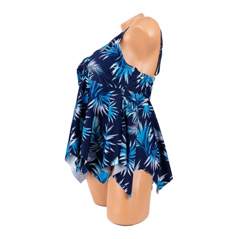 Costum de baie Elise, albastru, 2 piese, rochita cu slip