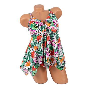 Costum de baie Elise, verde, 2 piese, rochita cu slip