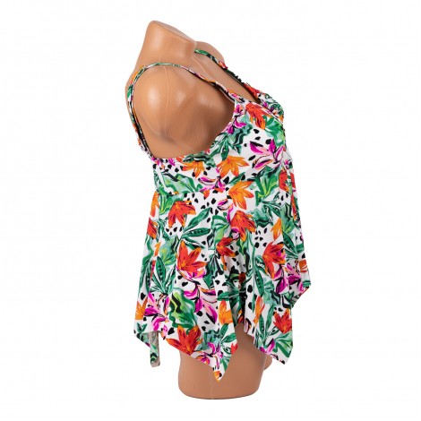 Costum de baie Elise, verde, 2 piese, rochita cu slip