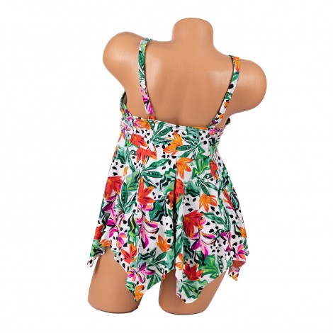 Costum de baie Elise, verde, 2 piese, rochita cu slip