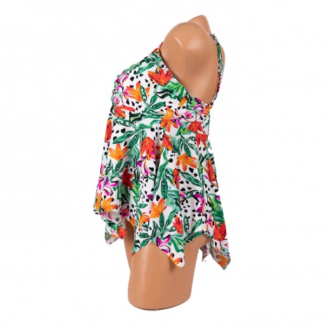 Costum de baie Elise, verde, 2 piese, rochita cu slip