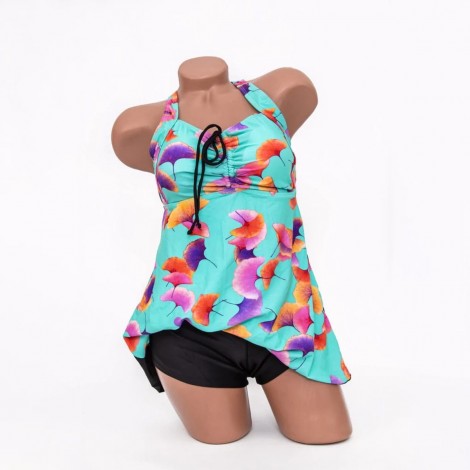 Costum de baie Rosa blue, imprimeu, 2 piese, rochita cu boxeri Costum de baie Rosa blue, imprimeu, 2 piese, rochita cu boxeri