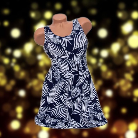 Costum de baie Sorina, imprimeu, 2 piese, rochita cu slip
