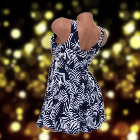 Costum de baie Sorina, imprimeu, 2 piese, rochita cu slip