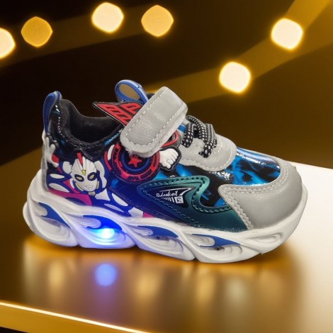 Pantofi scoala Sport cu luminite Robostar alb, mrt24