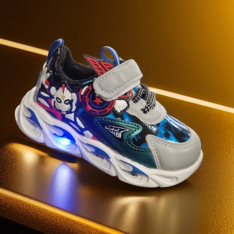 Pantofi scoala Sport cu luminite Robostar alb, mrt24