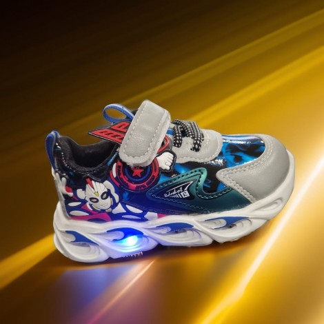 Pantofi scoala Sport cu luminite Robostar alb, mrt24