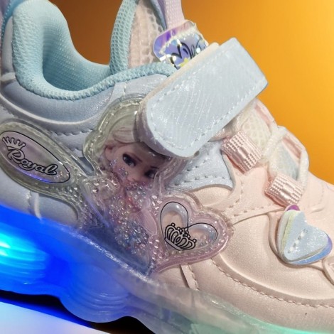 Pantofi scoala Sport cu luminite Royal pink, mrt24