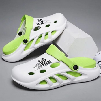 Saboti tip crocs Sorin white-green easter