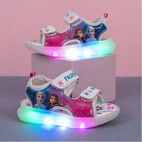 Sandale Cara white, cu lumini