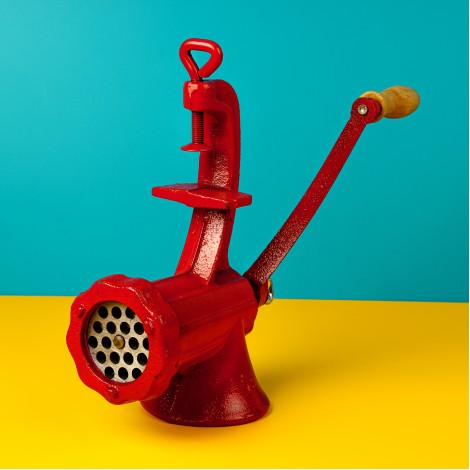 Masina de tocat carne, JIA, rosie, cu rulment 